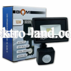 LED прожектор Biom 10W 6200К IP65 220V с датчиком движения S6-SMD-10-Slim+Sensor 